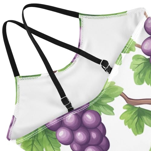 Pigsaly Girls One Piece Swimsuits Tropical Fruits Summer Purple Grape Kids Cross Back Swimwear Beach Sport Bathing Suit 3T4