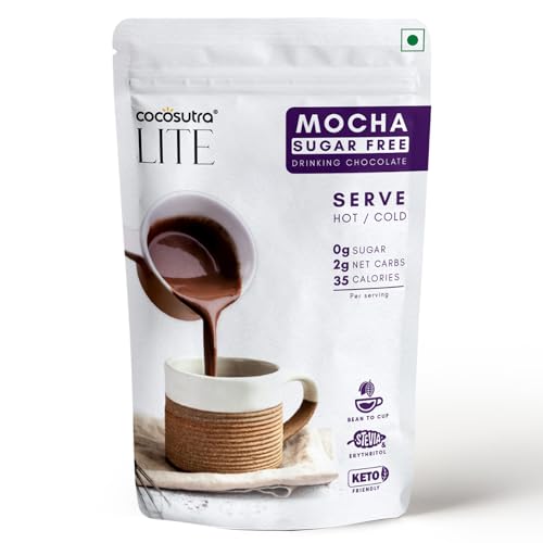 Image of Cocosutra Sugar Free Drinking Chocolate Mix - Mocha | Hot or Cold | Low Carb, Low Calorie | Stevia & Erythritol Based | 200g | Zero Sugar, Low Carb, Low Calorie, Stevia & Erythritol Based, Keto Friendly