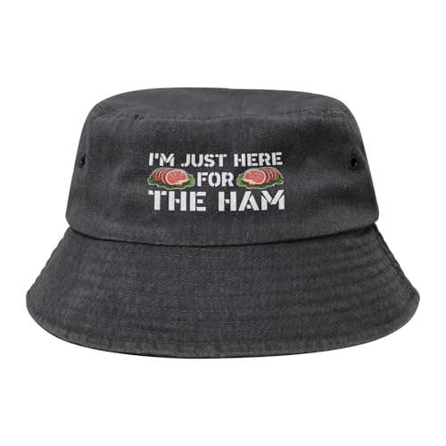 Qauirfe I'm Just Here for The Ham Fashion Cowboy Denim Fisherman Hat Outdoor Fishing Cap Sun