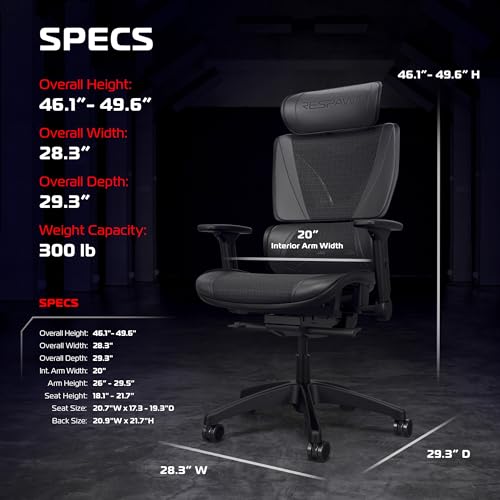 Image of Respawn Specter Ergonomic Mesh Office Chair with Headrest & Lumbar