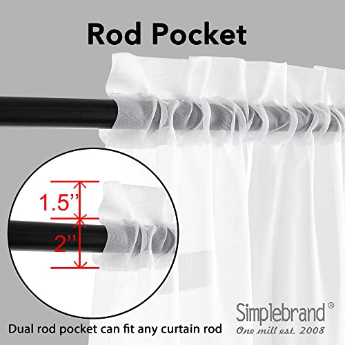 Image of Simplebrand White Sheer Curtains 72 Inches Long 2 Panels for Living Room, Rod Pockets Airy Window Treatments Voile Sheer White Curtains Panels Lightweight for Front Back Patio Glass Door, 42 inch Width