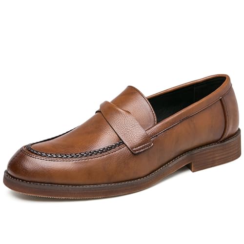 Men's Classic Formal Genuine Leather Penny Loafers Business Casual Non-Slip Leather Dress Oxfords Shoes