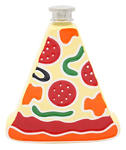 Island Dogs Pizza, Stainless Steel holds 5 ounces novelty flask, Multicolor