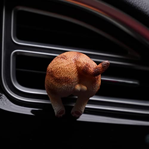 Image of Funny Orange Cat Butt Car Air Vent Decoration and Clip with Air Freshener Natural Scent Tablet and Refill, Car Aromatherapy Accessories and Interior Decoration