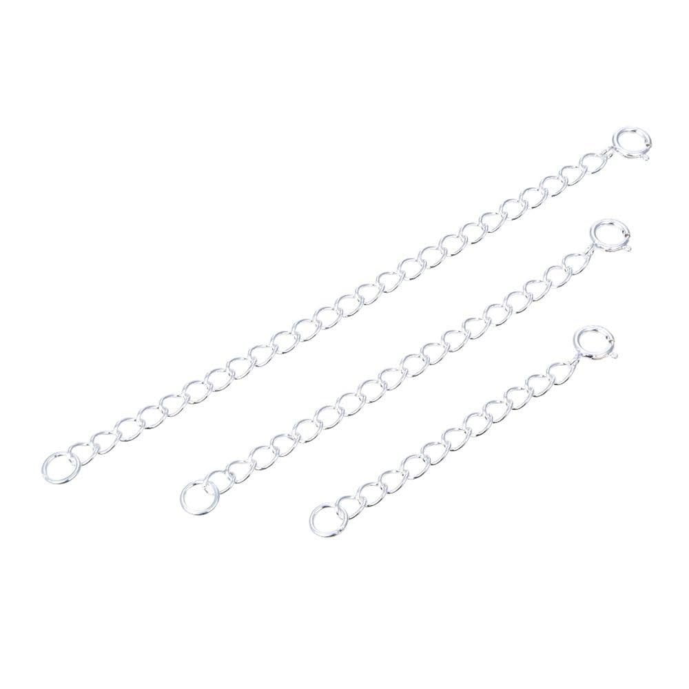 1 Set (3pcs) Adabele Authentic 925 Sterling Silver Chain Extender Clasp Removable Adjustable 2" 3" 4 inch Cable Chain Extension for Necklace Bracelet Anklet Jewelry Making SS274-234