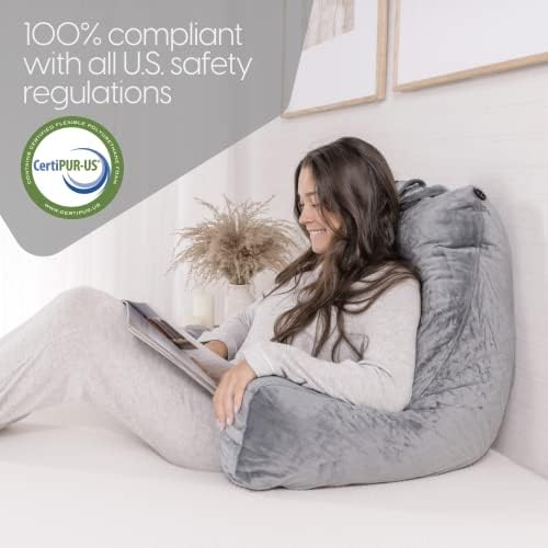 Milliard Reading Pillow XL and Detachable Neck Roll with Shredded Memory Foam, Great as Backrest for Books or Gaming - 60cm x 40cm (Sit up Pillow)