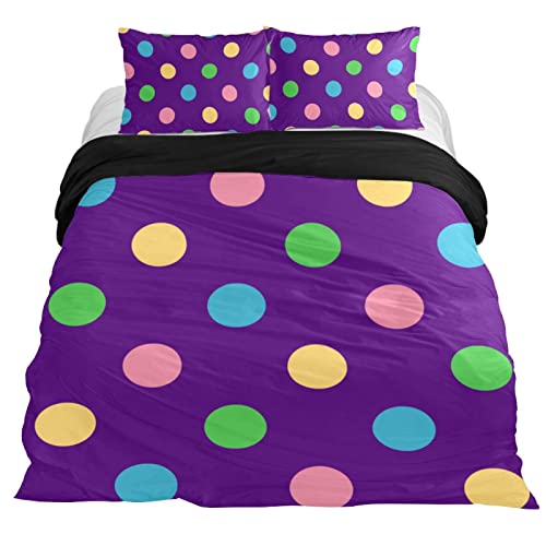 Xinxunfushi Cute Colorful Polka Dot Duvet Cover Set, 3 Pieces Bedding Set With Zipper Closure, 2 Pillow Shams 1 Duvet Cover, Comforter Cover For Children/Kids Twin Size #TOP2