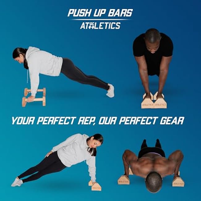 DC ATHLETICS? -Parallettes ¨C Wooden Push Up Bars for Calisthenics, Handstand, Planche & Floor Exercises ¨C Sturdy Basebar with Anti-Slip Pads