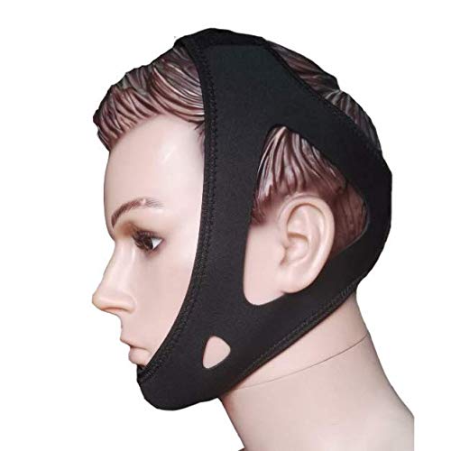 ZMXZMQ Correa para La Barbilla Anti Ronquidos, Dispositivo contra El Ronquido, Correa para La Solución para Los Ronquidos, para Darle El Mejor Sueño,Black