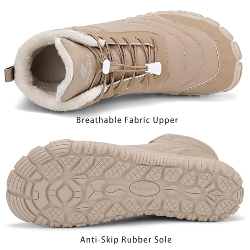 FLARUT Mens Womens Barefoot Snow Boots Winter Warm Shoes Fur Lined Wide Toe Box Zero Drop Ankle Sneakers3