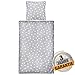 Produktbild Aminata Kids Bettwäsche-Set Sterne grau 135 x 200 cm + 80 x 80 cm aus Baumwolle mit Reißverschluss, für Jungen, Mädchen, Männer & Damen mit Stern-Motiv, Silber, Grey, Kinder-Bettwäsche, Jugendliche