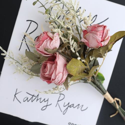 EAZHOP-Natural Artificial Rose Bouquet 6 Flowers...