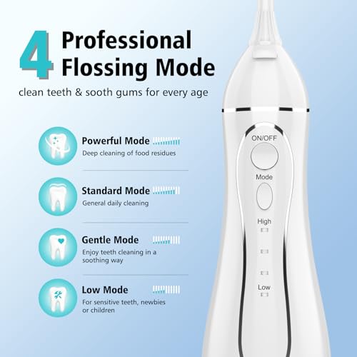 leominor water dental flosser pick for teeth 300ml portable oral irrigator upgraded tank removableipx7 waterproof rechargeable travel teeth cleaner professional electric flossing white
