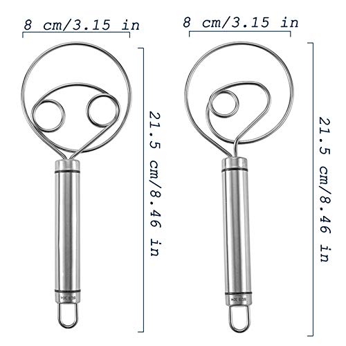 Frusta A Mano, 2 Pezzi Frusta per Impasto In Acciaio Inox Frusta da Cucina Frusta Piccola Frullatore per Pasta di Pane Frusta per Impastare Frusta danese per Impasto per la Produzione di Pane - immagine 5