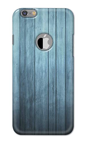 Image of Printed Hard Back Cover Case for Apple iPhone 6 Logo | iPhone 6S Logo Back Cover (Wooden Blue) -1302