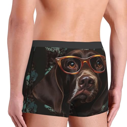 Men's Underwear Boxer Briefs Supersoft Brushed Stretch Boxer Briefs German Shorthaired Pointer in Glasses Mens Trunks4