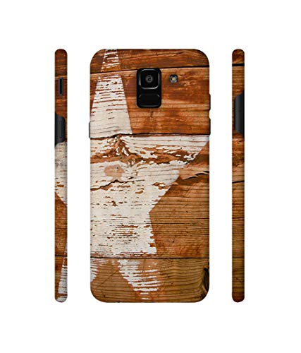 Image of Amazon Brand - Solimo Designer Star Impression On Wood 3D Printed Hard Back Case Mobile Cover for Samsung Galaxy J6