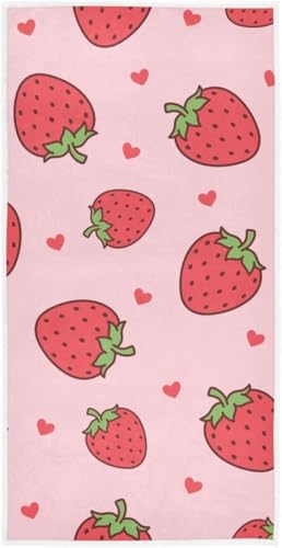 フェイスタオル バスタオル 綿 速乾 薄手 イチゴ いちご 苺 ハート かわいい 可愛い 大判 タオル 部屋干し 柔らかく 肌に優しい 四季通用 家庭用 ホテル 業務用