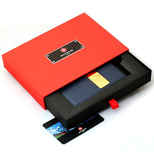 Sotania - Personalized 24K Gold Genuine Leather Money Clips Mens Wallets Slim Front Pocket Card Holder Gift For Mens Groomsmen Gift (Navy_Blue) #TOP5
