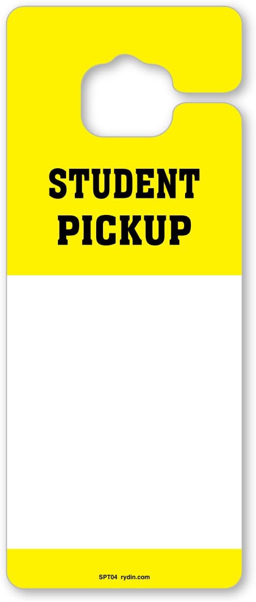 RYDIN 3.25W x 8H Student Pickup Safe Dismissal Thick Rearview Mirror Hang Tags (Pack of 50) – Vehicle Hang Tags – Car Hang Tags for Schools, Daycares, After School Programs and More (Blue)