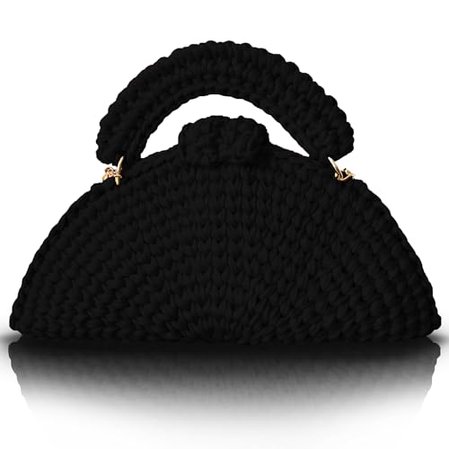 Image of Evening Clutch Bag for Women, Handmade Crochet Wedding Party Purse, Small Flap Formal Crossbody Handbag Evening Clutch