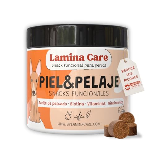 Lamina Care – Snacks Funcionales con Vitaminas Perro para Piel y Pelo | Alivia alergia Perros, picores Perro Piel y caída del Pelo | Omega 3 Perros | 90 chuches Naturales