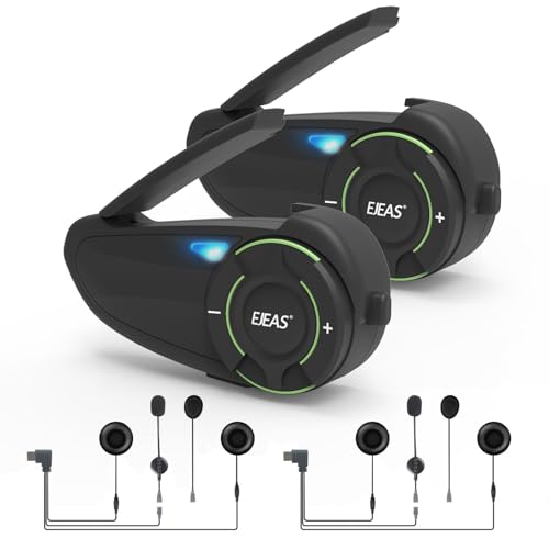 EJEAS Q8 Mesh 3.0 Sistema de Comunicación de Intercomunicación Grupal, Intercomunicador Casco Moto Bluetooth 5.1 con Reducción de Ruido CVC y Uso Compartido de Música para 6 Jinetes(2 Paquete)