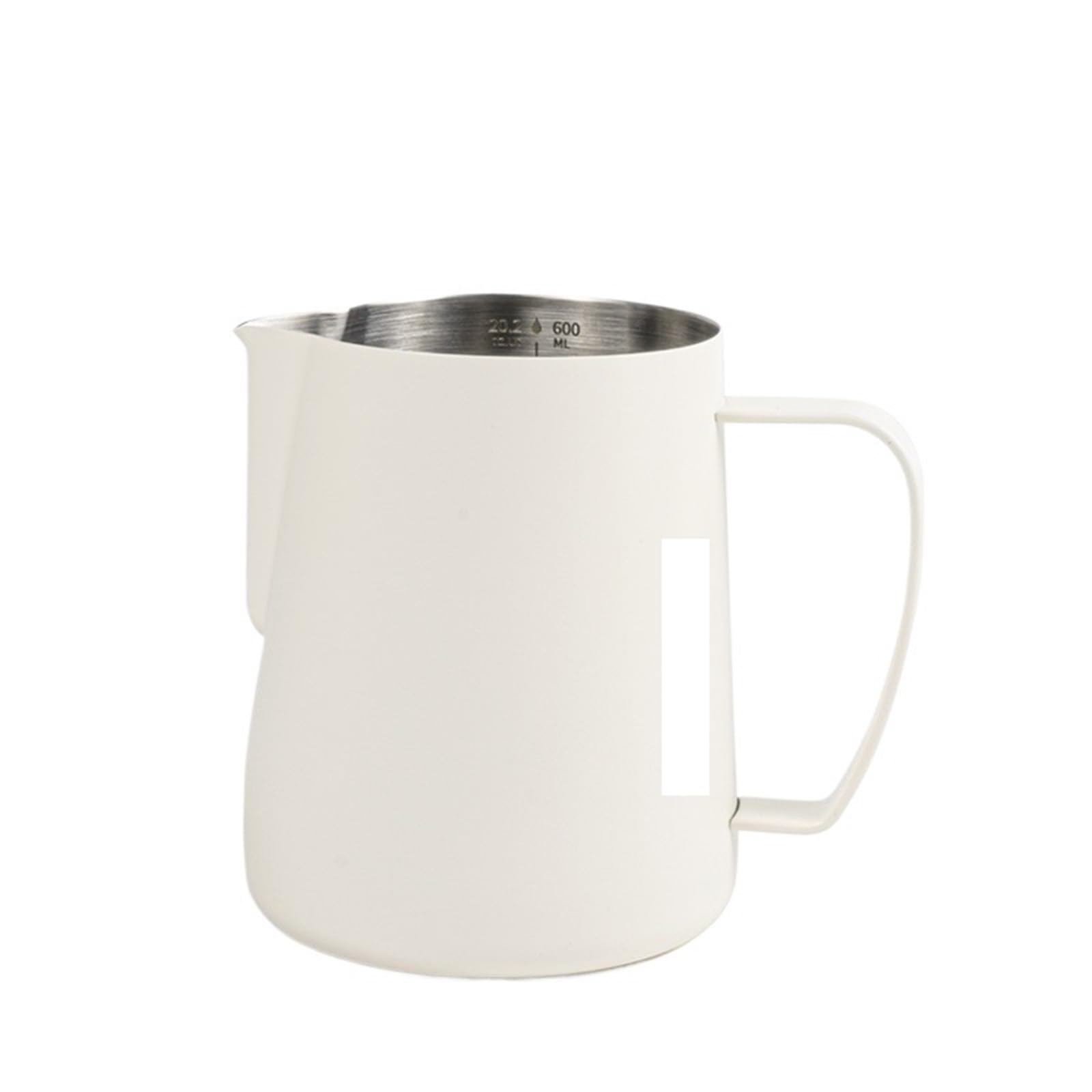 Pot à lait en acier inoxydable Pichet à mousse de lait en acier inoxydable, 400/600ml, pichet Cappuccino, accessoires Barista domicile(600ml Beige)