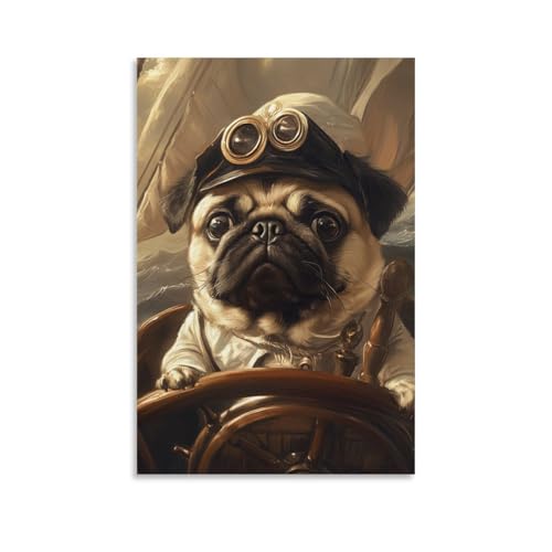 Toile Pug decoration murale pour une ambiance cosy de salon