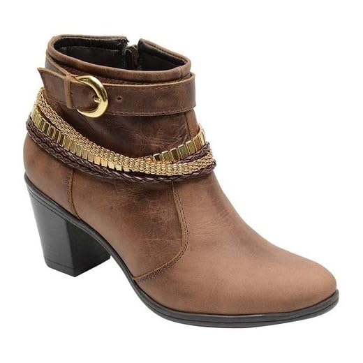 Bota Feminina Country Cano Curto Em Couro Legitimo 2360 Tamanho:39;Cor:Marrom