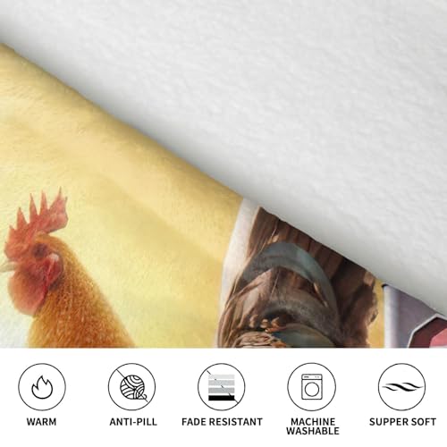 Couverture à capuche originale imprimé coq cadeau hivernal confortable - 6