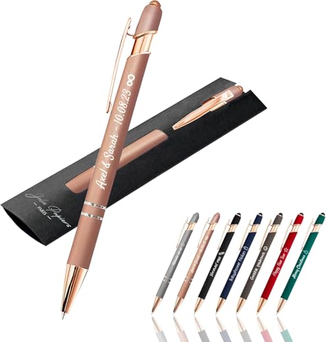 Jolis Papiers Stylos personnalisés avec gravure offerte – Stylo bille en métal finition cuivre – Cadeau professionnel, entreprise, mariage – Encre...