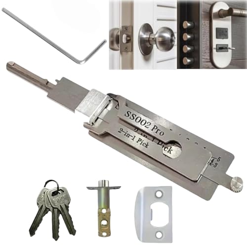 SS002 Pro Lock Pick Tool,2-in-1 Pick & Decoder for S-Groove Door Lock & Auto,Stainless Steel Lock Picking Kit for Beginners,Repair and Maintenance Pick Locking Set,Key Decoder Lo/ck Pic/King Tool