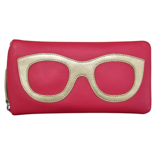 Image of ili New York Smooth Leather Soft Eyeglass Case, Zip Closure with RFID Blocking Lining, Travel-Friendly in Vibrant Colors
