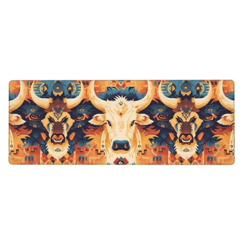 Tapis de souris de jeu surdimensionné 80x30 cm en caoutchouc avec motif Bull Totem