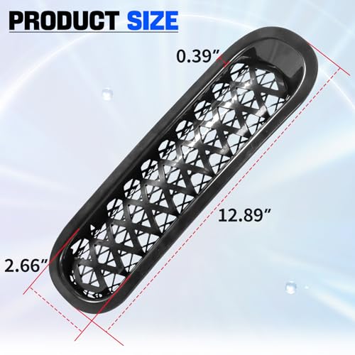 Image of Front Grill Mesh Inserts for 2007 2008 2009 2010 2011 2012 2013 2014 2015 2016 2017 2018 Wrangler JK JKU, Matte Black Clip-in Grille Guard Cover Trim