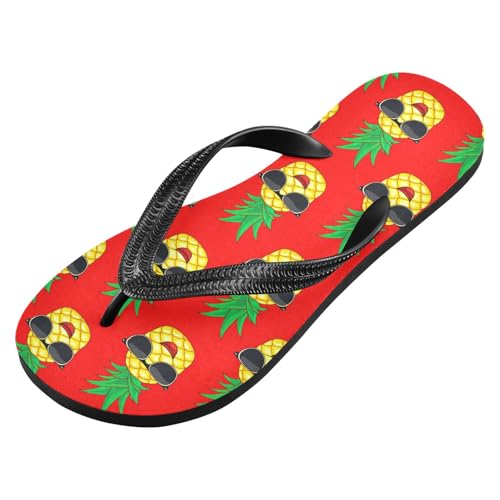Pineapple Red Flip Flops for Beach Thong Sandals Anti-slip Lightweight Beach Shoes for Summer Outdoor Travel2