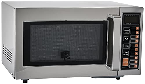 SARO MWO25P - Forno a microonde per la ristorazione, da 25 l, in acciaio inox, con fondo in ceramica, 3 livelli di potenza, 20 programmi, illuminazione interna, da 1000 W e 230 V