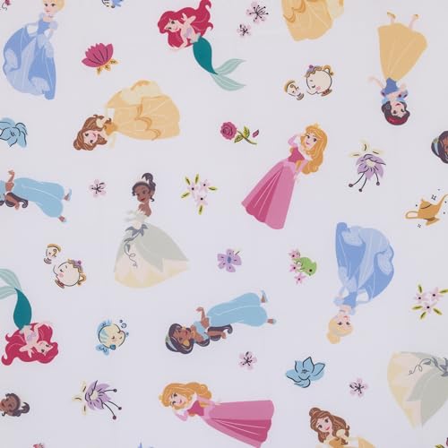 Image of Disney Princess Pink, Blue, Yellow, and White Super Soft Nursery Fitted Mini Crib Sheet