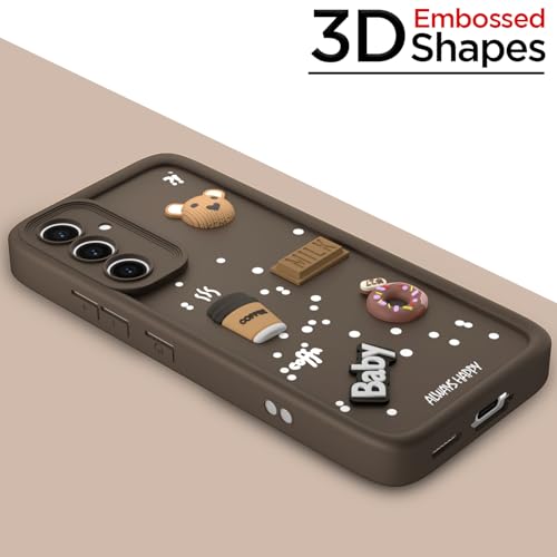Image of Pikkme Back Cover for Samsung Galaxy S23 FE 5G | 3D Cartoon Silicone Case Cute & Fun Full Protective Bumper Cover (Brown)