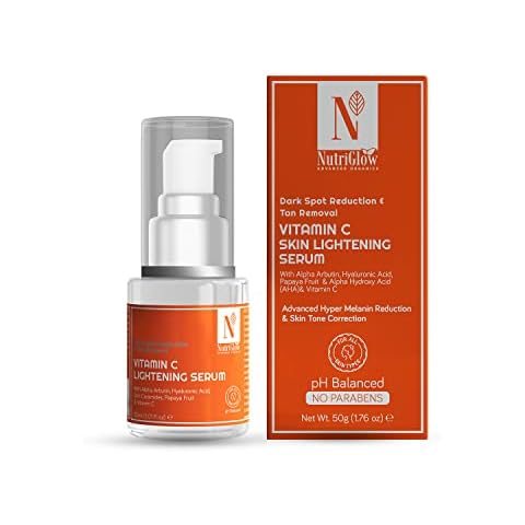 NutriGlow Advanced Organics Vitamin C Skin Lightening Serum for Dark Spot Reduction & Tan Removal with Hyaluronic Acid - 30ml Cover
