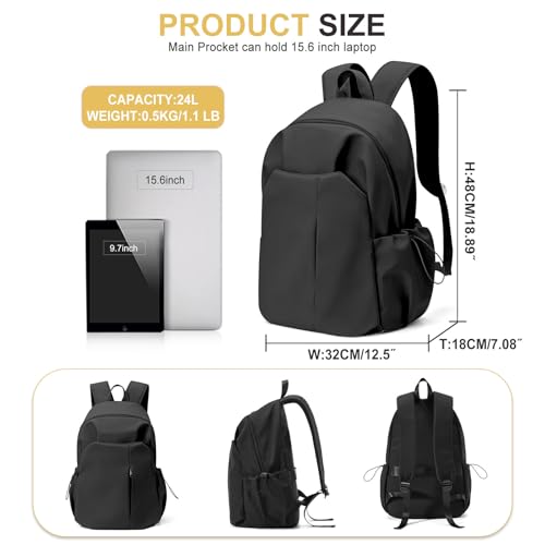 Basic Black Backpack For High School Women Men,Lightweight Casual Daypack College Backpack,Simple Bookbag For Teens Boys Girls,Waterproof School Bag2
