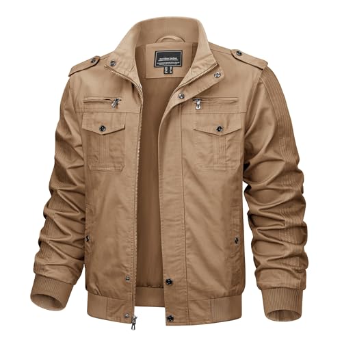 TACVASEN Herren Jacke Übergang Cargo Arbeitsjacke Winddichte Bundeswehr...