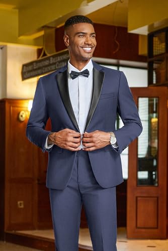 COOFANDY Mens Tuxedo Suit Set Slim Fit 2 Piece One Button Blazer Jacket Pants for Wedding,Dinner,Prom2