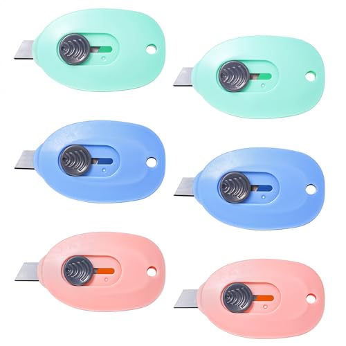 AOZUO 6 mini cúteres, cúteres, pequeños cuchillos de utilidad, cúter, manualidades, cuchillo exacto, abridor de paquetes, mini cuchillo de uso para cartón, caja de papel, paquete de corte de papel