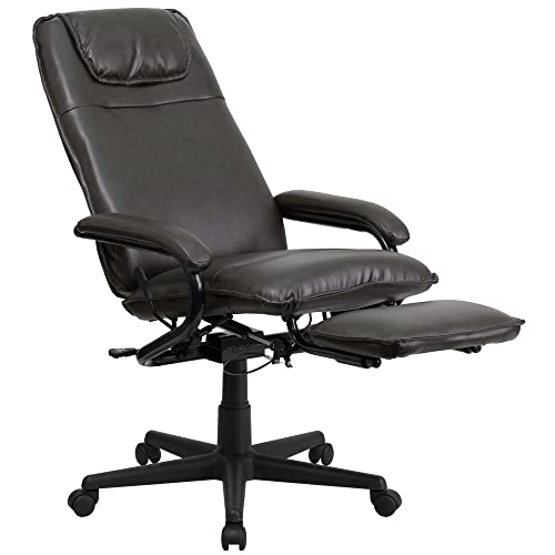 Offex High Back Brown Leather Executive Reclining Office Chair #TOP3