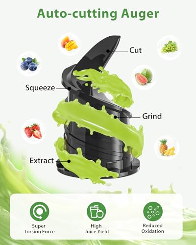 Juicer Machines - Wide Mouth Feed Chute with Self Feeding Hands-Free Design - Cold Press Juicer for Vegetables and Fruits - Juice Extractor Machine High Juice Yield - With Pusher - Image 4