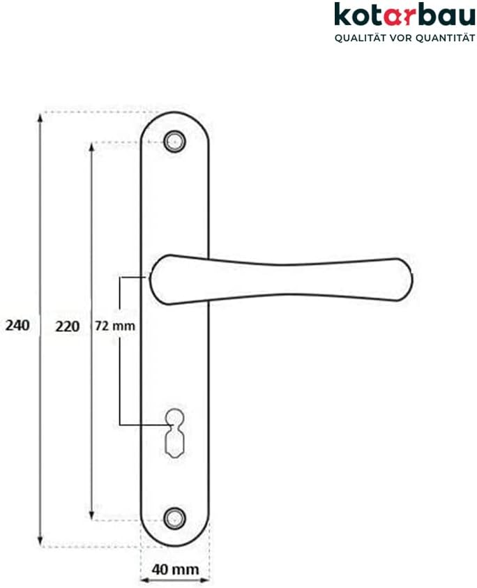 KOTARBAU Door Handle 72 mm BB Door Handle Godmother Door Fitting Door Handle Set Long Plate Door Handle Door Handle Door Fitting