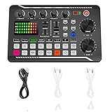 Live Sound Card Audio Mixer,Soundboard,Podcast Audio Interface w/DJ Mixer Effects,Universal Bluetooth Stereo Voice Changer Phone Computer Sound Card for Streaming PC Recording Studio Gaming