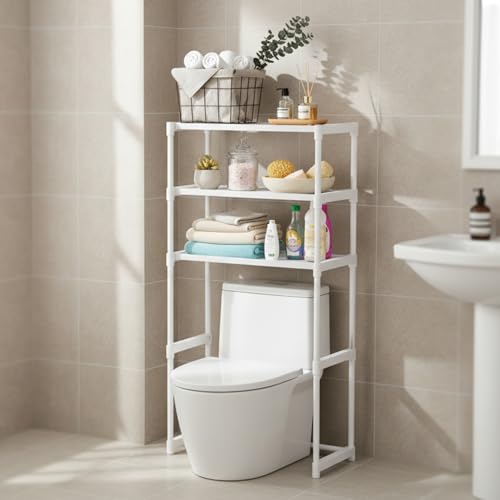 Miniatura 2 de Weida Estantería Baño-Lavadora Con 2 Baldas De Almacenamiento Estructura Metálica Resistente, Diseño Moderno Y Compacto Para Ahorrar Espacio Color Blanco 63.5cm-30cm-132cm